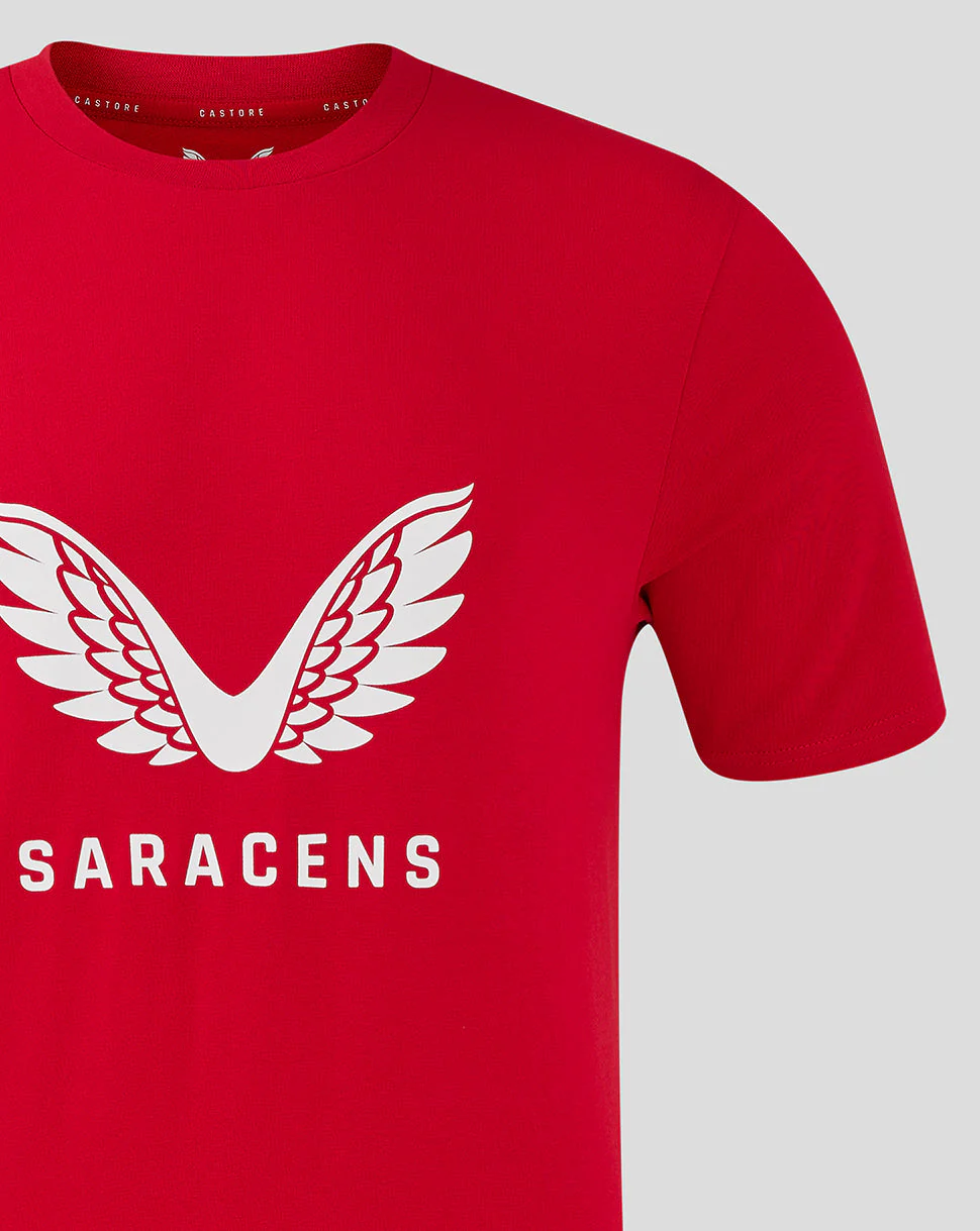 Saracens Junior 24/25 Training Logo Tee - Red - Image 3