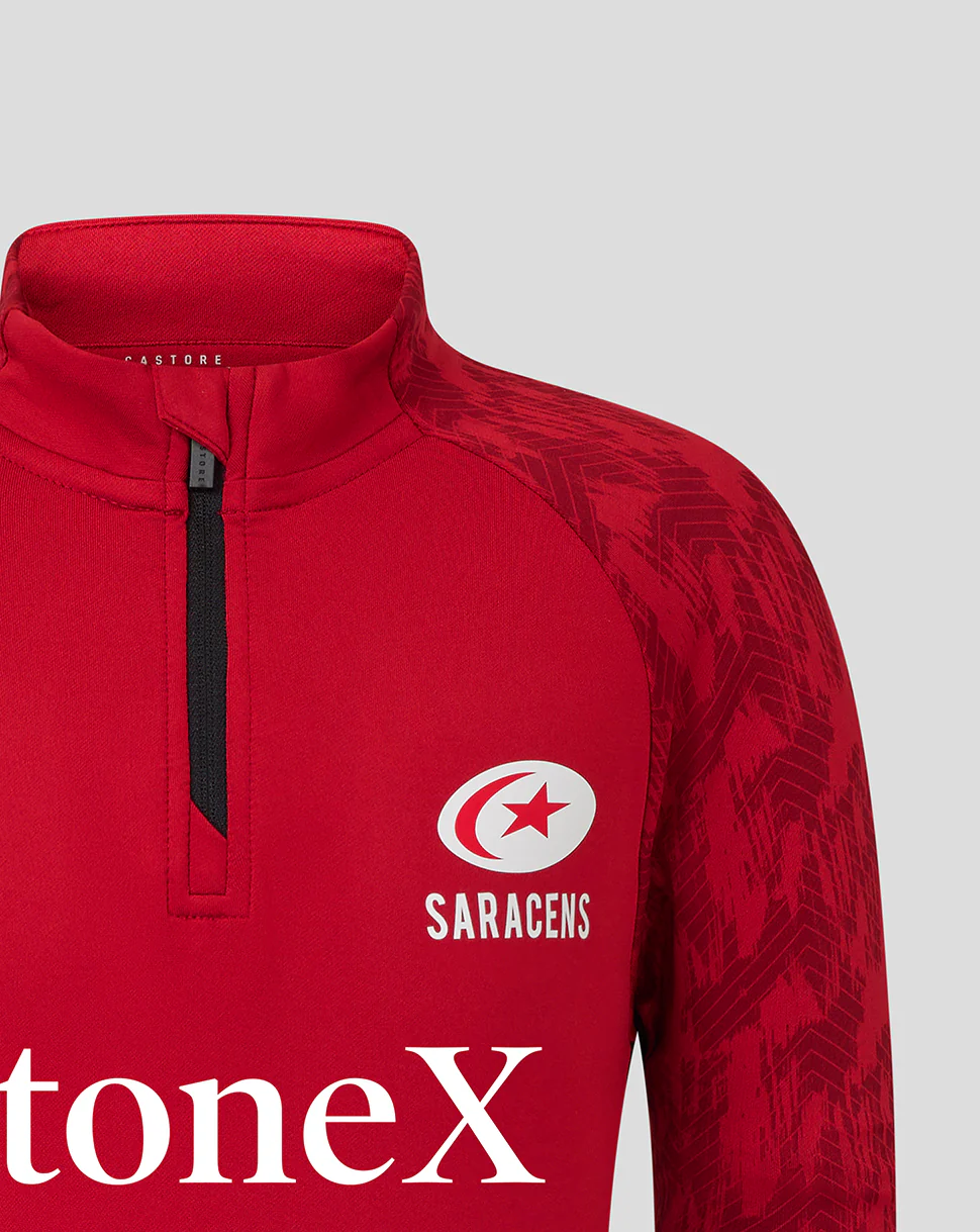 Saracens Junior 25/26 Training 1/4 Zip Top - Rhythmic Red - Image 3