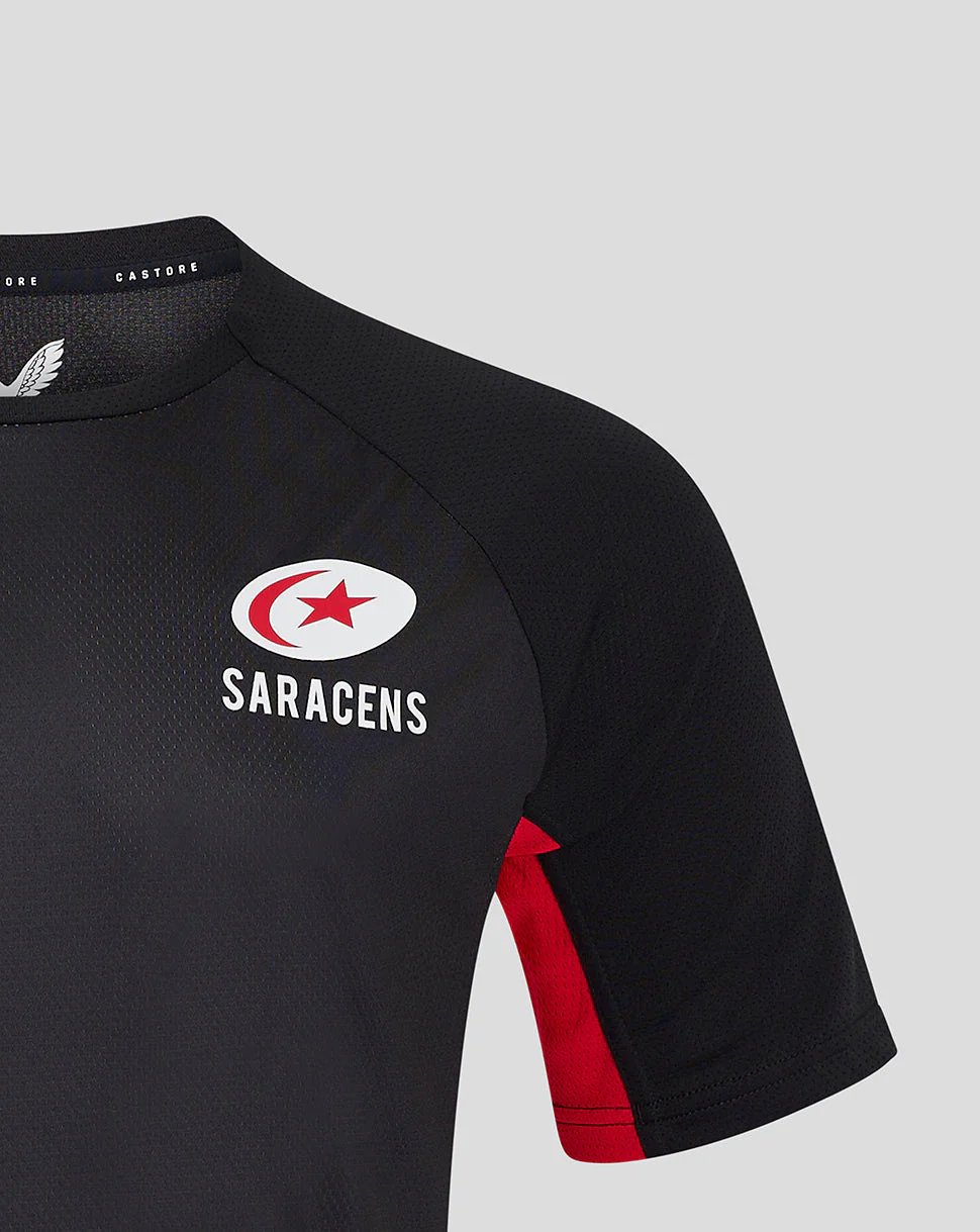 Saracens Men's 24/25 Matchday Short Sleeve Tee - Black/Red - Image 2