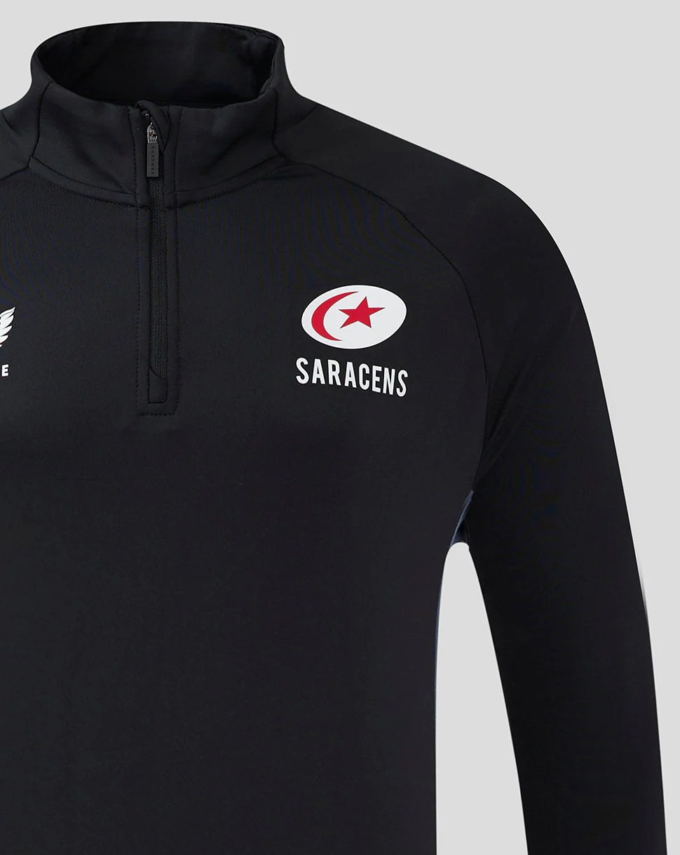 Saracens Men's 24/25 Training 1/4 Zip - Black - Image 2