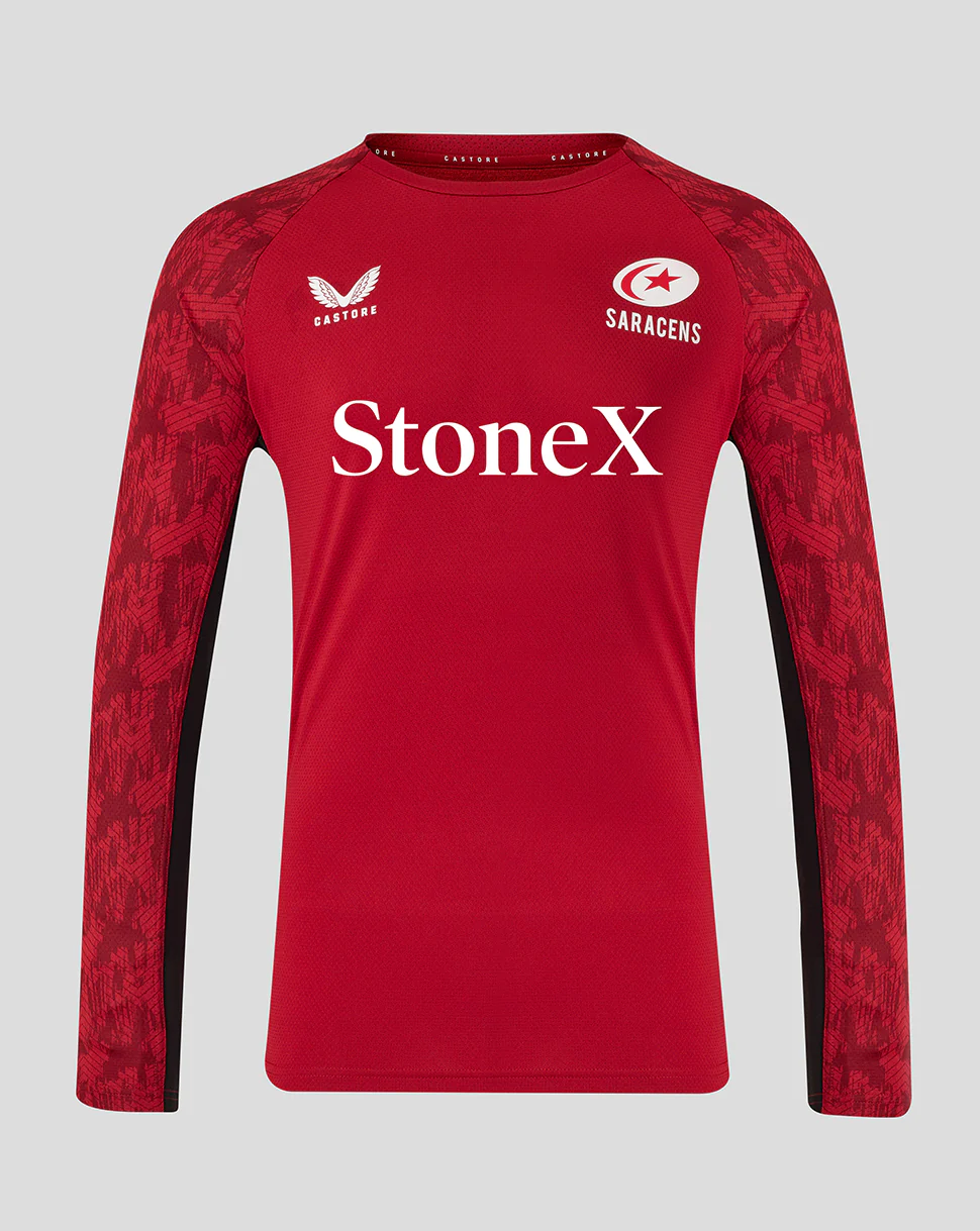 Saracens Men's 25/26 Training Long Sleeve Tee - Rhythmic Red
