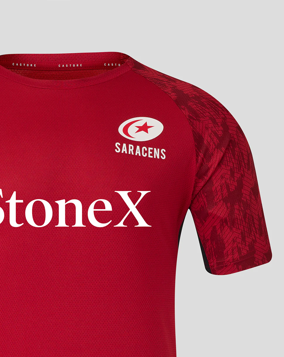 Saracens Men's 25/26 Training Short Sleeve Tee - Rhythmic Red - Image 3