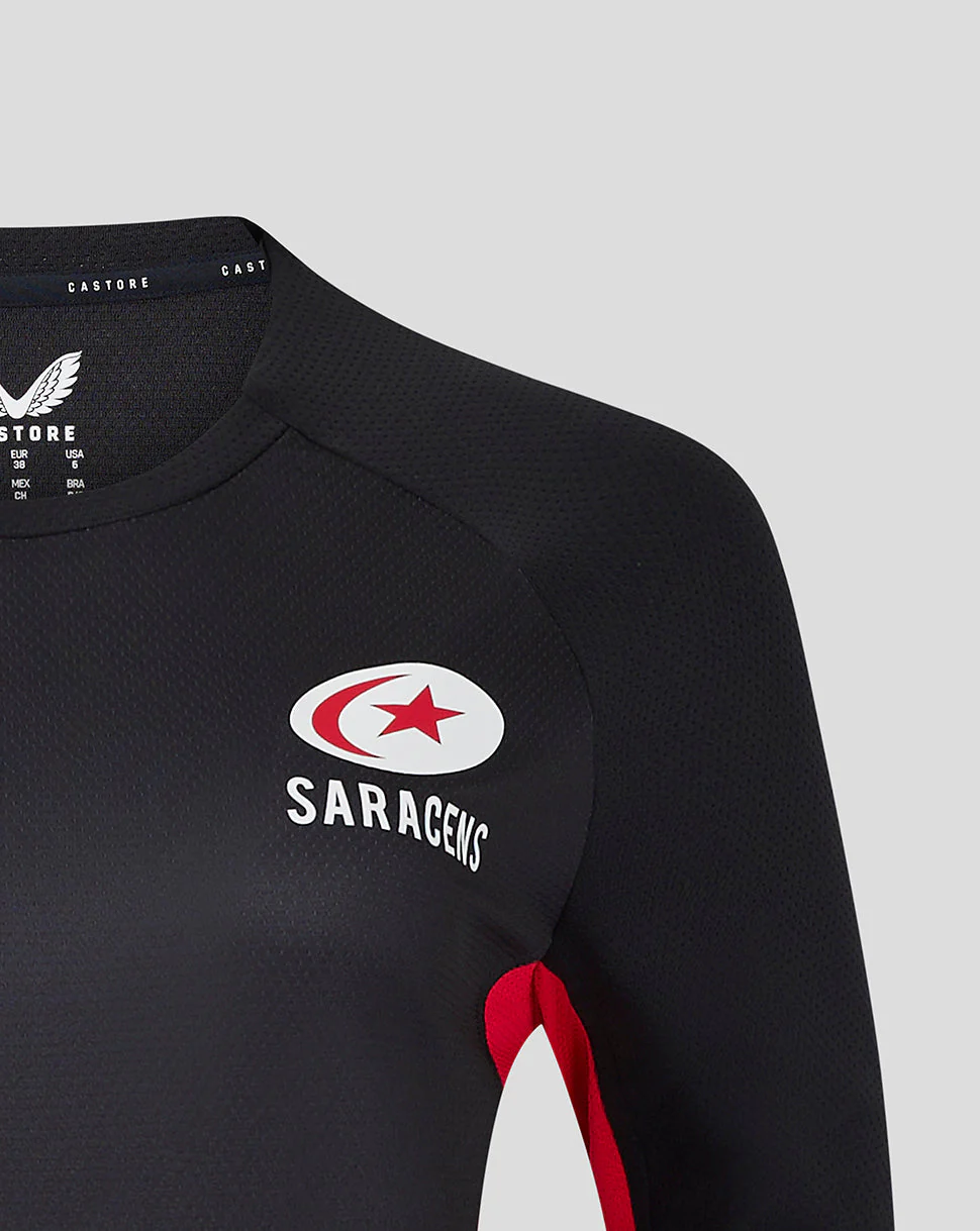Saracens Women's 24/25 Matchday Long Sleeve Tee - Black/Red - Image 5