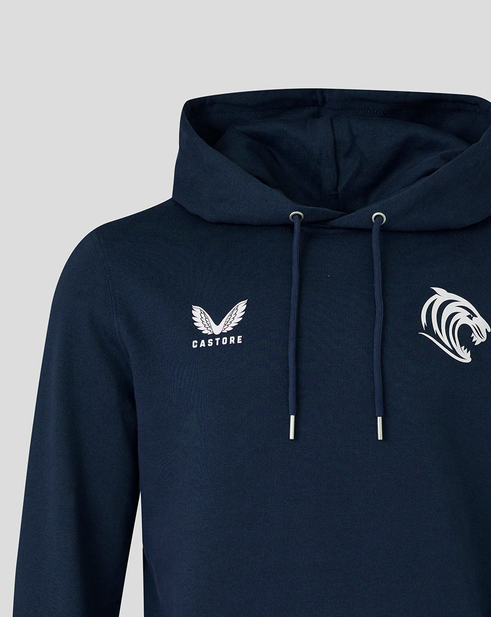 Leicester Tigers Unisex 25/26 Travel Brushed Back Hoodie - Navy - Image 3