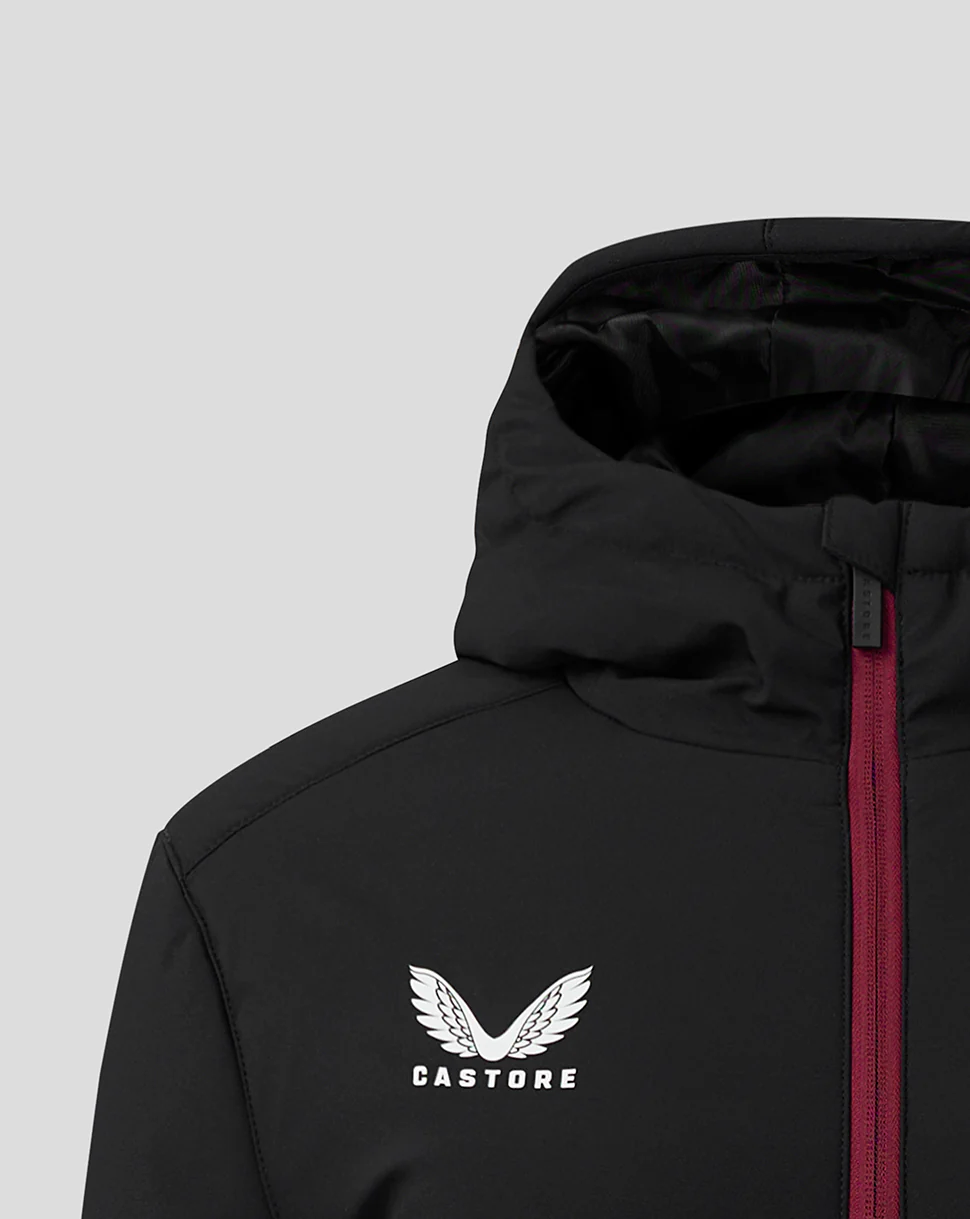 Womens Aston Villa FC Staff Long Bench Jacket - Caviar / Rhododendron - Image 3
