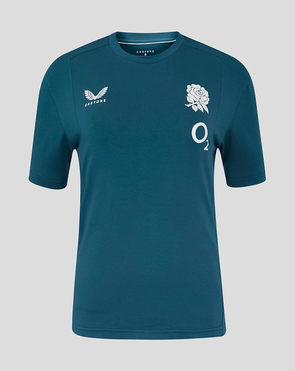 Women's England Rugby 25/26 Travel Short Sleeve Tee - Reflecting Pond