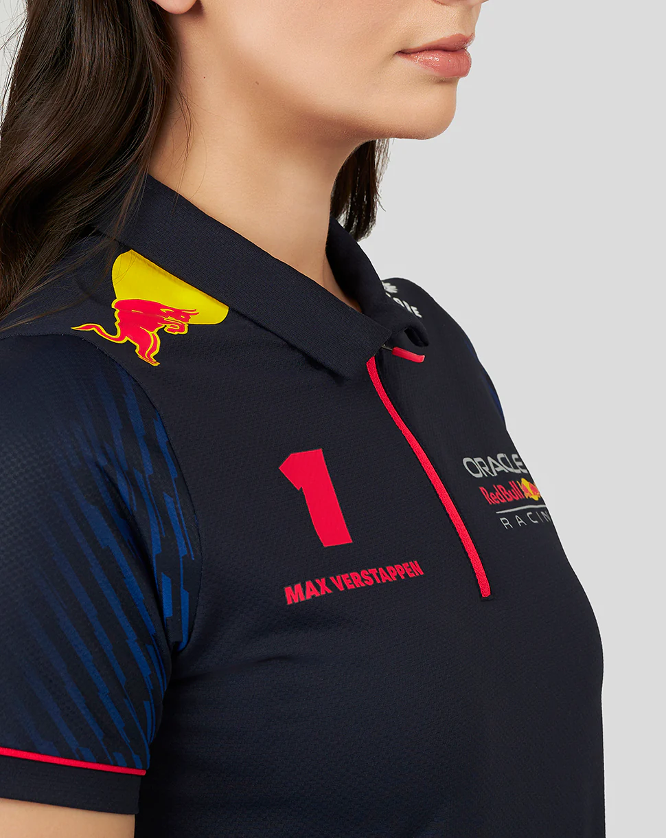 Oracle Red Bull Racing Womens ss Polo Shirt Driver Max Verstappen - Night Sky - Image 3