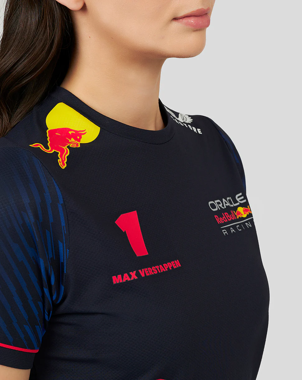 Oracle Red Bull Racing Womens T-Shirt Driver Max Verstappen - Night Sky - Image 3